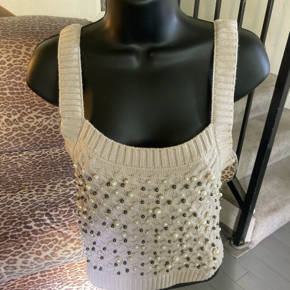 Light Pink/Lavender  Beaded Knit Matching Top and Sweater